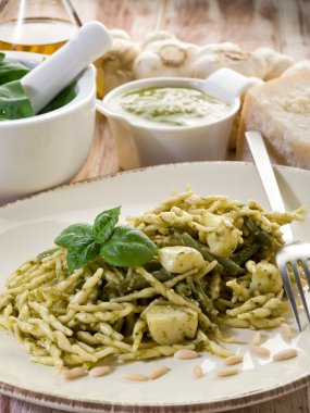 Pesto trofie typical genoa recipe-trofie al pesto clipart