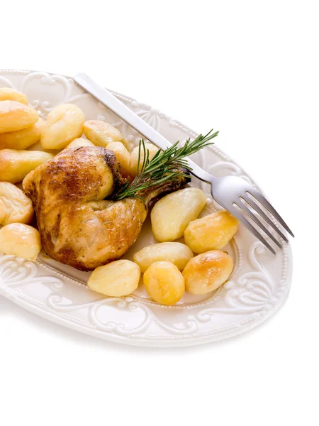 Chicken leg with potatoes-coscia di pollo e patate — Stock Photo, Image