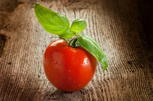 Tomatoes on wood background — Stock Photo, Image
