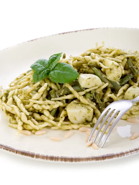 Pesto trofie typowy Genui przepis trofie al pesto — Zdjęcie stockowe
