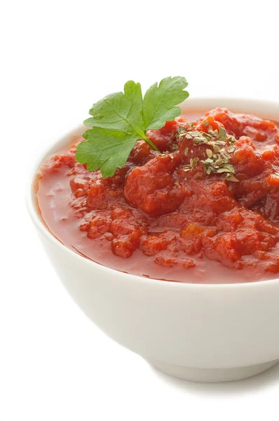 Salsa de tomate en un bol — Foto de Stock