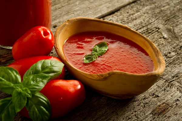 Ciotola con salsa di pomodoro — Foto Stock
