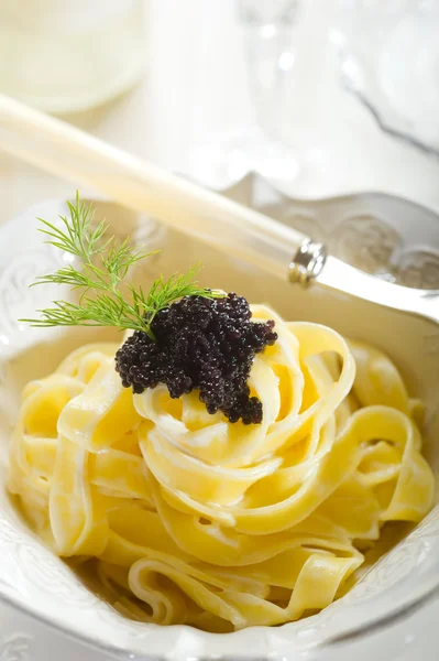 Caviar pasta on luxury dish