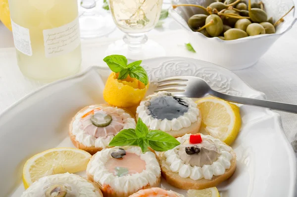 Canapes appetizer — Stock Photo, Image