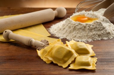 Ingredients for italian homemade pasta clipart