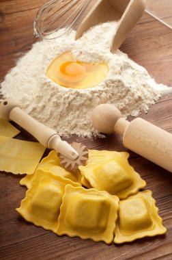 Ingredients for italian homemade pasta clipart