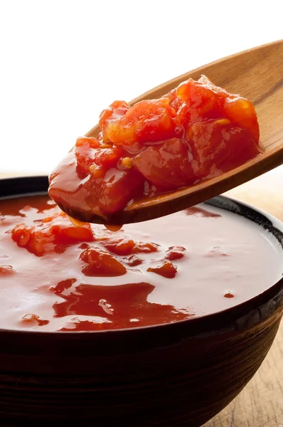 Sauce tomate sur cuillère — Photo