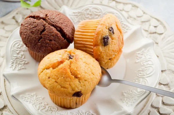 Muffin on dish — Stock Photo, Image
