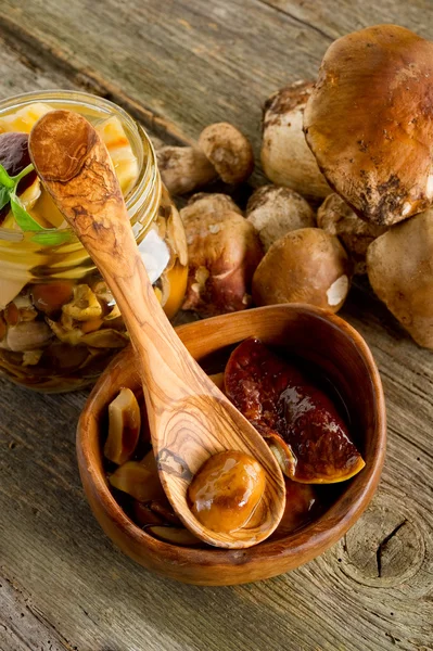 Preserved edible mushroom — Stock Photo, Image