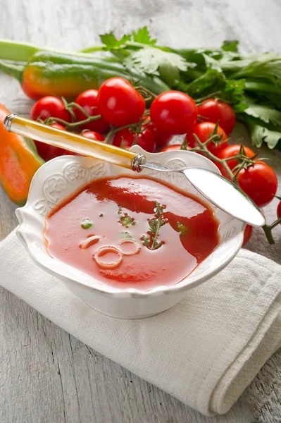 Gazpacho on bowl — Stock Photo, Image