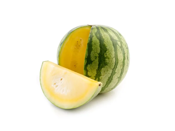 Yellow watermelon on white — Stock Photo, Image