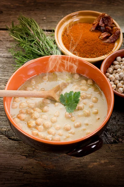 Chickpeas soup on bowl — Stock Photo, Image