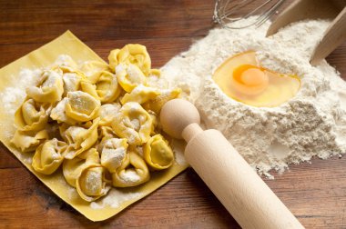 Ingredients for italian homemade pasta clipart