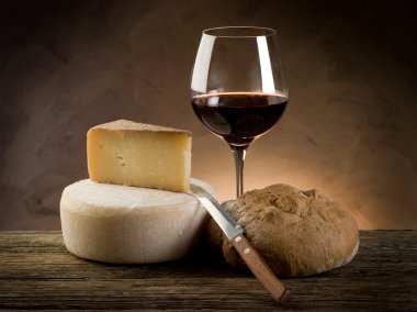 Red wine bread and cheese clipart