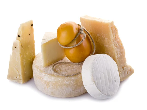 Variety of cheese, parmesan cheese, cheese with pepper,bire, sca — Stock Photo, Image