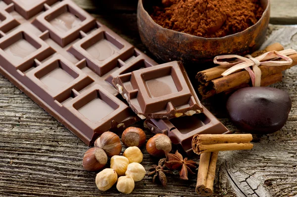 stock image Chocolate with ingredients