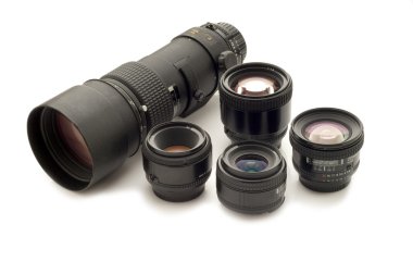 Camera lens on white clipart