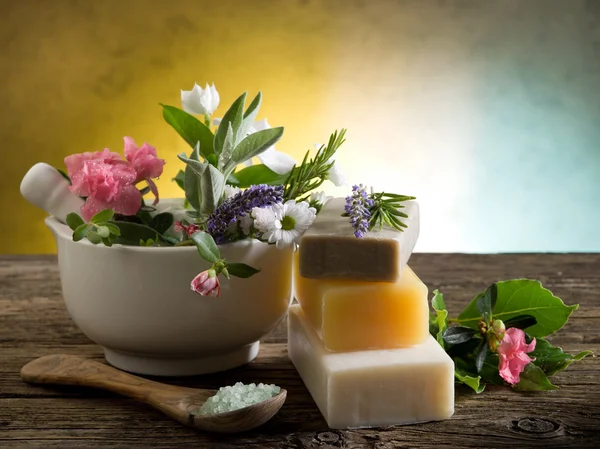 Természetes növényi termékek-spa kozmetikumok — Stock Fotó