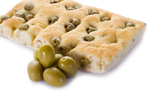 White pizza with olives — Stock Photo, Image