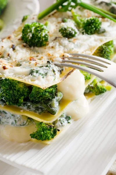 Vegetatarian lasagne med broccoli och spenat — Stockfoto