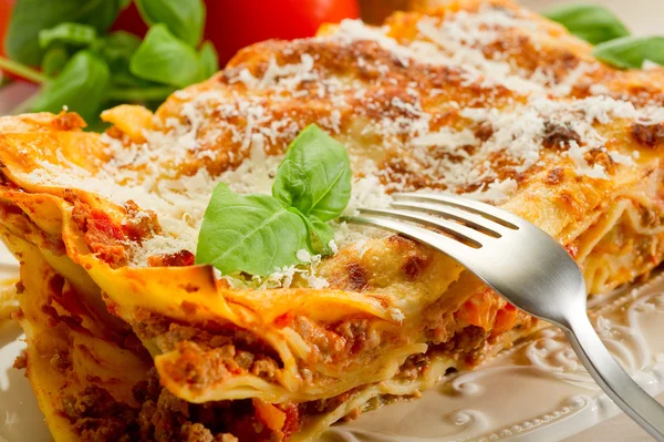 Italian lasagne with ragout — Stock Photo, Image