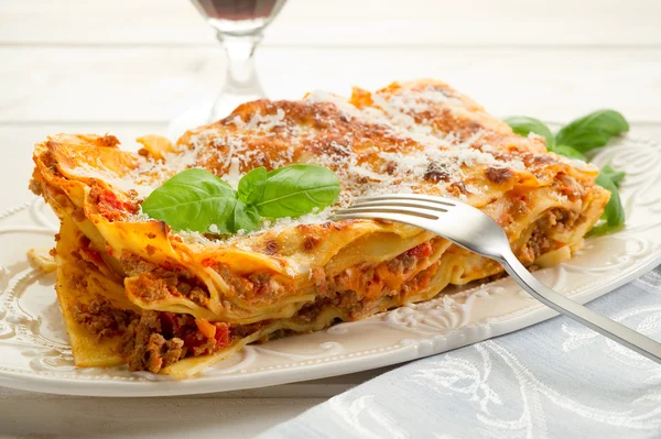 Włoską lasagne z ragout — Zdjęcie stockowe