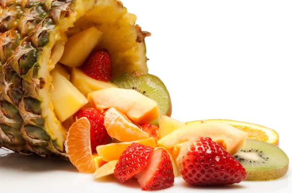 Tropical fruits salad on pineapple — Stock Photo, Image