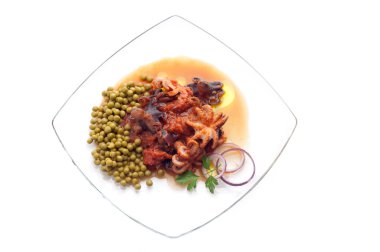 Guazzetto 'daki ahtapot tipik İtalyan tarifi.