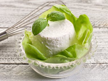 Ricotta with basil and lettuce clipart