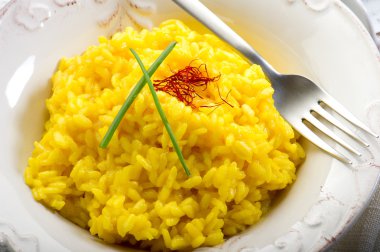 Saffron rice on dish clipart