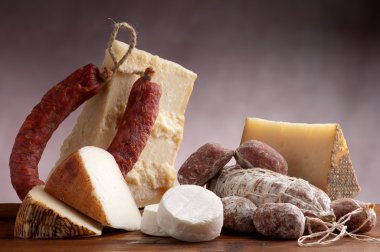 Italian cheese and salami clipart