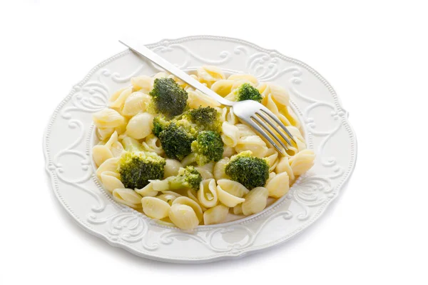 Orecchiette with broccoli on dish — Stock Photo, Image
