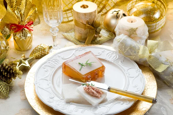 Paté on golden table — Stockfoto
