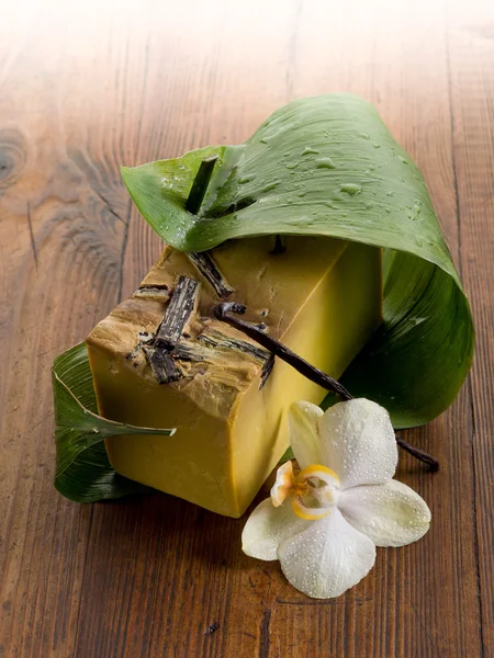 自然な芳香族自家製バニラ石鹸 — ストック写真