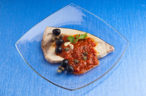 Svärdfisk alla messinese typiska italienska recept — Stockfoto