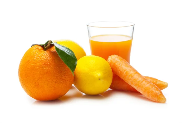 Lemon and orange and carrots juice — Stock Photo, Image