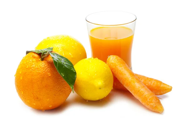 Lemon and orange and carrots juice — Stock Photo, Image