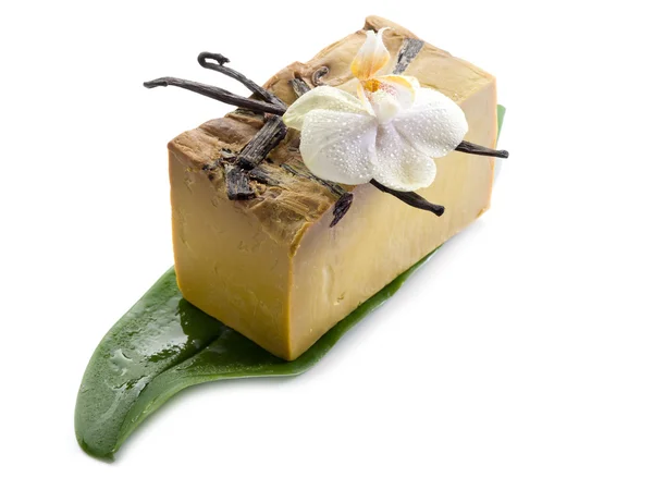 Natural aromatic homemade vanilla soap — Stock Photo, Image