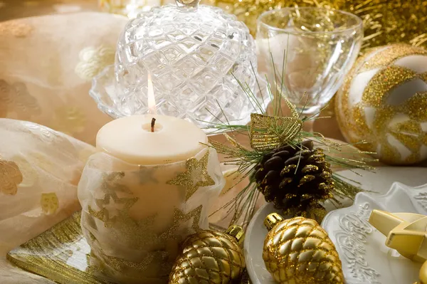 黄金圣诞 decorationes — 图库照片