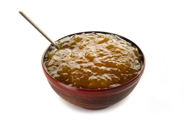 Feigen Marmelade auf weißem Hintergrund — Stockfoto