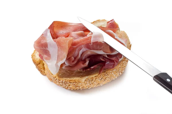 Italian appetizer with parma ham — Stock Photo, Image