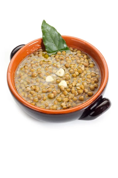 Zuppa di lenticchie sulla ciotola — Foto Stock