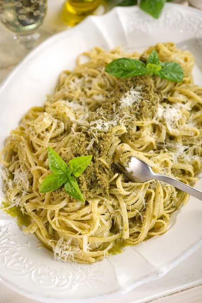 Italiaanse pesto pasta — Stockfoto
