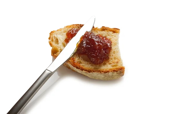 Strawberry jam with slice bread — Stock Photo, Image