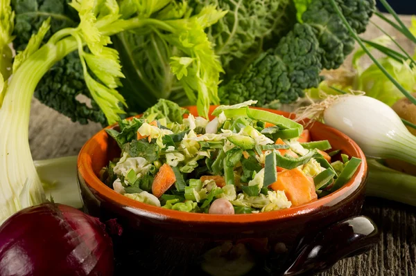 Rebanada variedad de verduras listo para la sopa —  Fotos de Stock