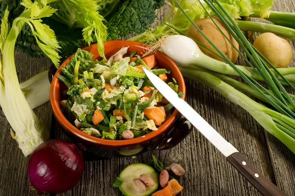 Skiva mängd vegetabilisk redo för soppa — Stockfoto