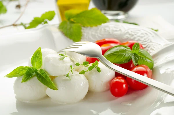 Сир Моцарелла і помідорами — стокове фото