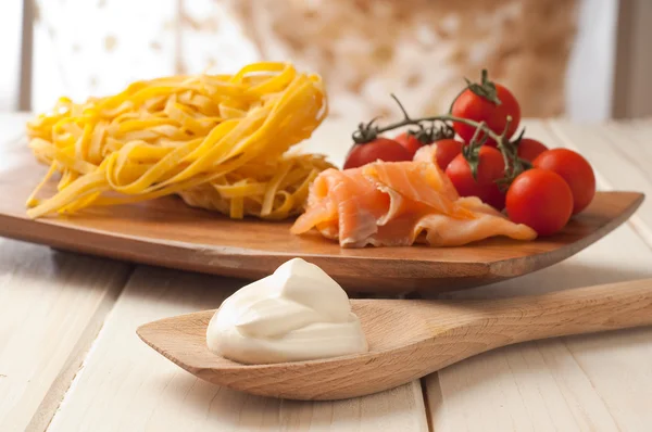 Ingredienser för lax pasta — Stockfoto