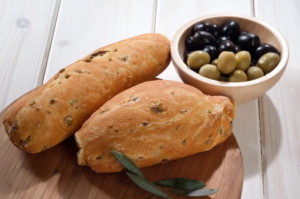 stock image Bread with olives