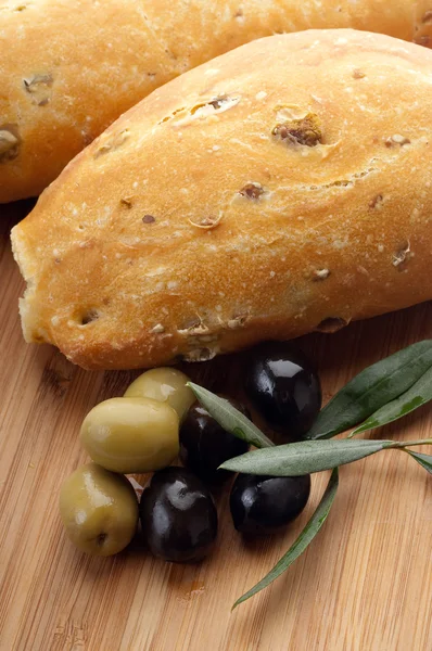 stock image Bread with olives